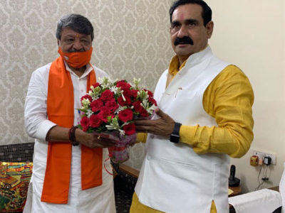 मंत्री नरोत्तम मिश्रा के बंगले पर डिनर करने पहुंचे कैलाश विजयवर्गीय