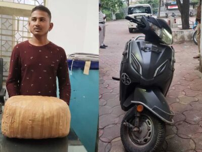 लाखेनगर के हनुमान मंदिर के पास एक लाख के गांजे के साथ युवक गिरफ्तार