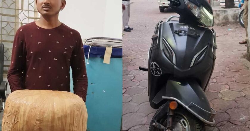 लाखेनगर के हनुमान मंदिर के पास एक लाख के गांजे के साथ युवक गिरफ्तार