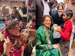 2.5 लाख का सूट पहनकर बांके बिहारी मंदिर पहुंची कंगना रनोट