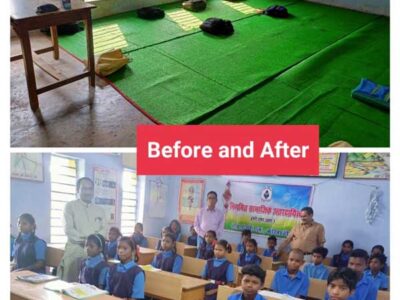 बच्चों को कारपेट पर बैठकर पढ़ना पड़ता था, एसईसीएल ने डेस्क-बेंच की व्यवस्था कराई