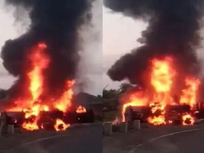 टैंकर में लगी भीषण आग, एक लड़की की मौत, कई घायल