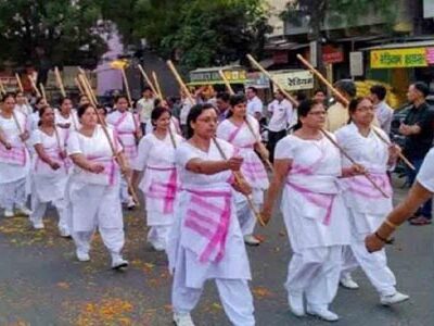 भोपाल के इतिहास में पहली बार महिला स्वयं सेवकों का पथ संचलन
