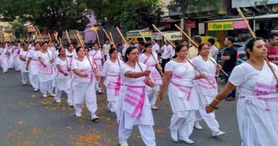 भोपाल के इतिहास में पहली बार महिला स्वयं सेवकों का पथ संचलन