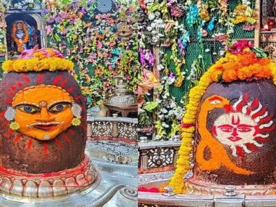 बाबा महाकाल का सूर्यदेव के रूप में श्रृंगार, कल फुलझड़ी से की गई थी आरती