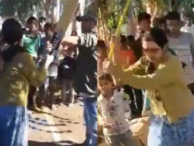 लखनऊ: दीपावली के दिन महिला की दबंगई, डंडे तथा बैट से पटरी दुकानदारों का सामान तोड़ा