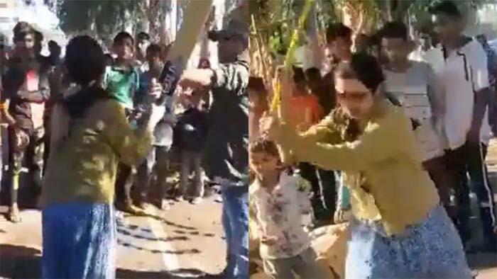 लखनऊ: दीपावली के दिन महिला की दबंगई, डंडे तथा बैट से पटरी दुकानदारों का सामान तोड़ा