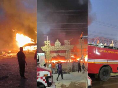 महाकुंभ मेले के सेक्टर 18 और 19 के बीच ई पंडालों में लगी आग
