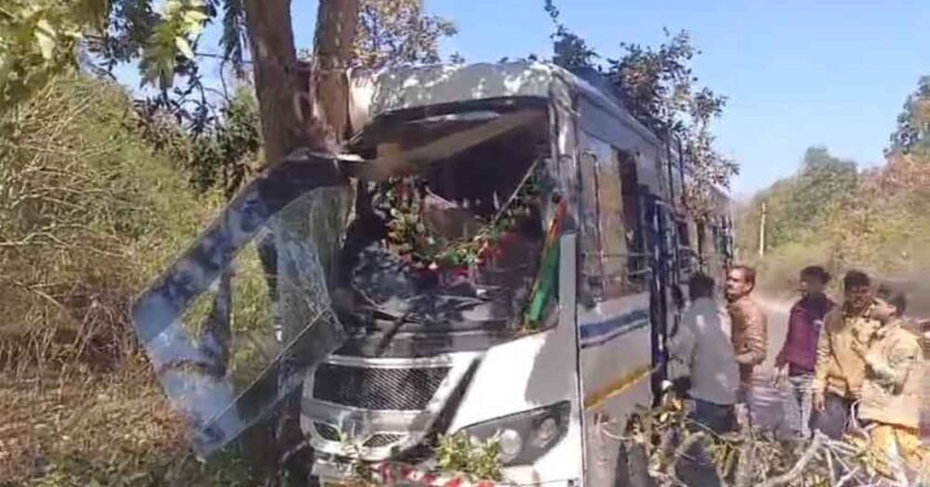 पेड़ से टकराई तेज रफ्तार बस, इस हादसे में केबिन में बैठे यात्री गिरे, एक दर्जन से ज्यादा घायल, 3 की हालत गंभीर