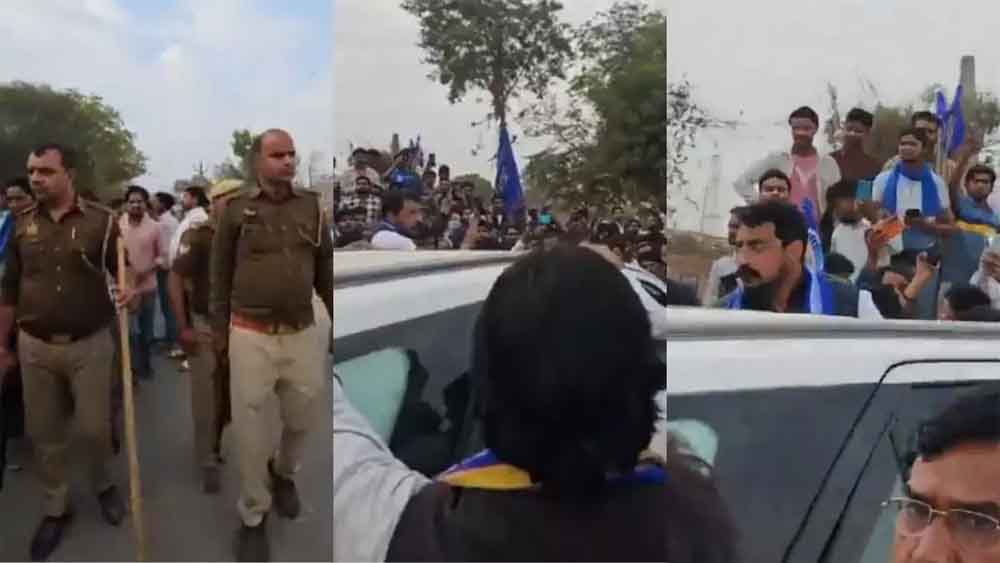 मथुरा में चंद्र शेखर के काफिले पर हुआ हमला,  दो बाइक सवारों ने फेंके पत्थर