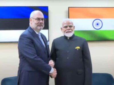 पीएम मोदी और एस्टोनिया के राष्ट्रपति अलार कारिस ने एआई एक्शन समिट के दौरान की मुलाकात