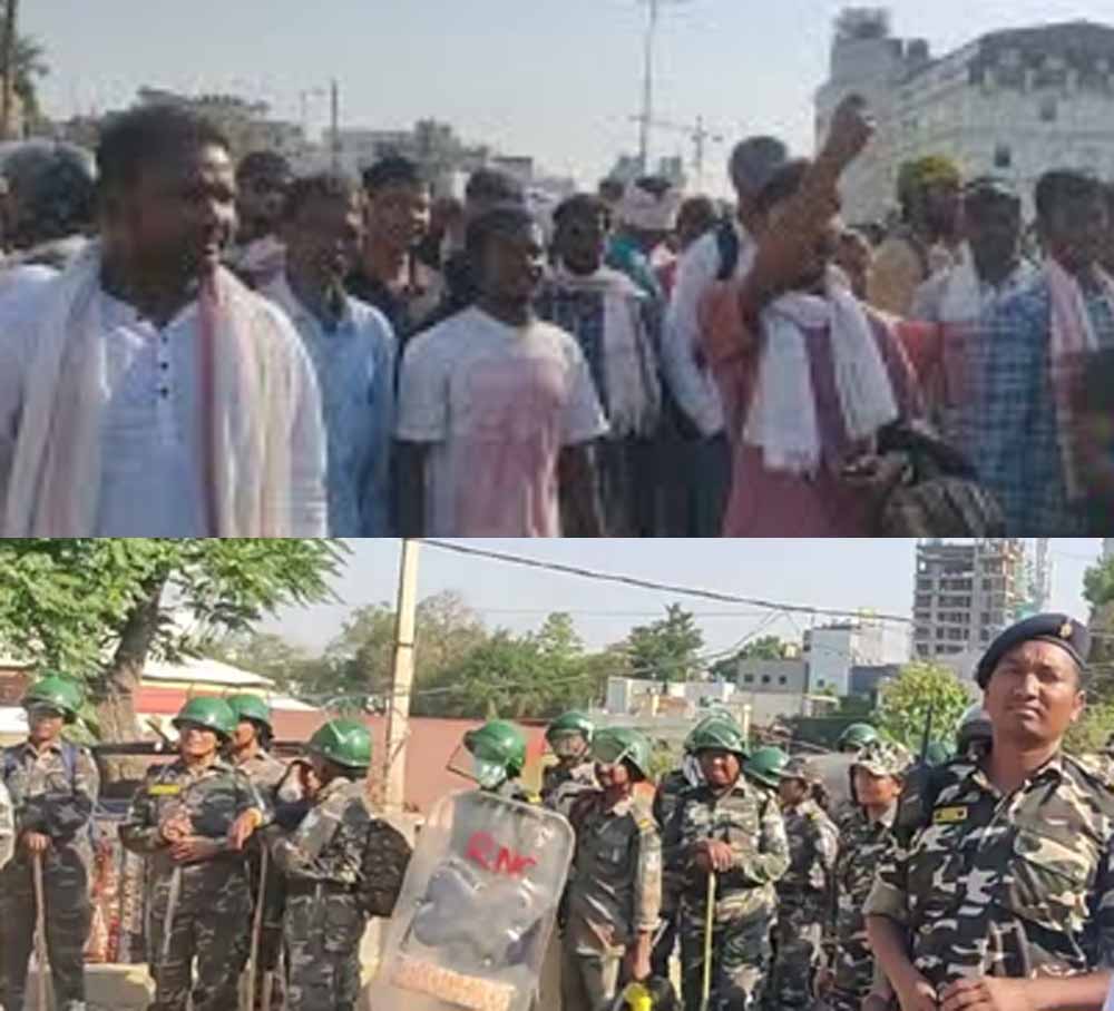 आदिवासियों ने पवित्र ‘सरना स्थल’ के नजदीक फ्लाईओवर के निर्माण के खिलाफ किया प्रदर्शन