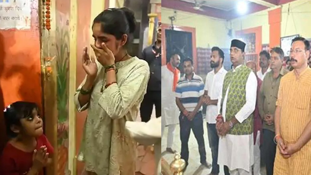 मंदिर के बाहर रो रही महिला की मंत्री विश्वास सारंग ने सुनी व्यथा, आर्थिक सहायता और रोजगार का दिया भरोसा