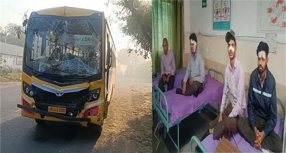 सोनीपत के खरखौदा के सैदपुर पर अजित इंडस्ट्री के पास बस और ट्रक की हुई टक्कर, 25 स्टूडेंट घायल