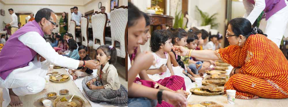 केंद्रीय कृषि मंत्री शिवराज सिंह ने रामनवमी पर कराया कन्या भोज, बोले – बेटी के बिना सृष्टि नहीं चल सकती