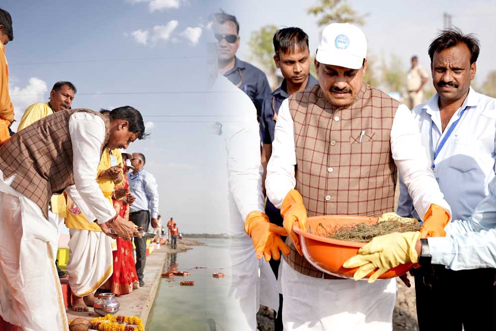 मुख्यमंत्री डॉ. यादव ने जलदूतों के साथ जल गंगा संवर्धन अभियान में राजगढ़ जिले के सारंगपुर में किया श्रमदान