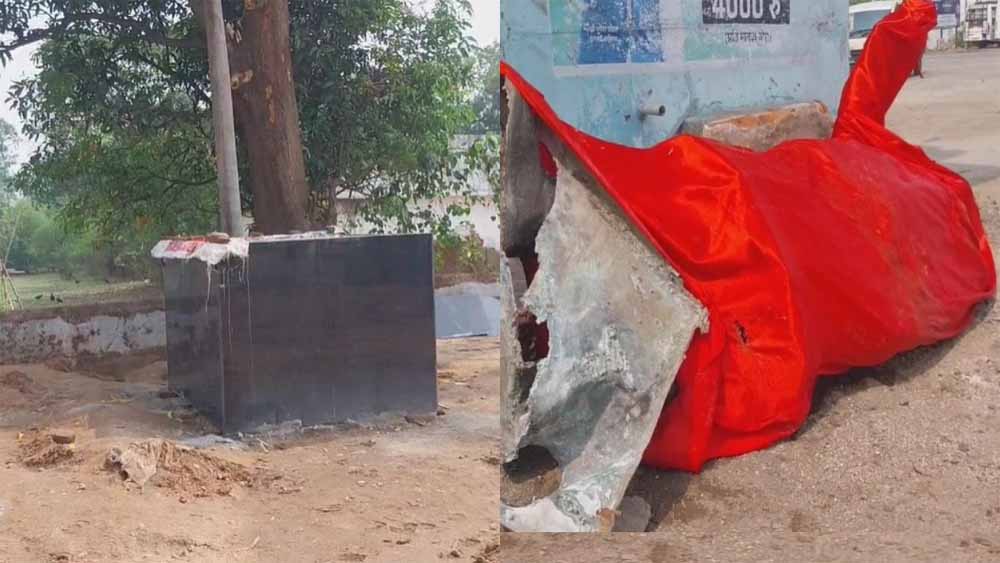 गौरेला में भारी बवाल: रात के अंधेरे में हटाई गई स्व. अजीत जोगी की प्रतिमा, गंदी जगह में फेंकी