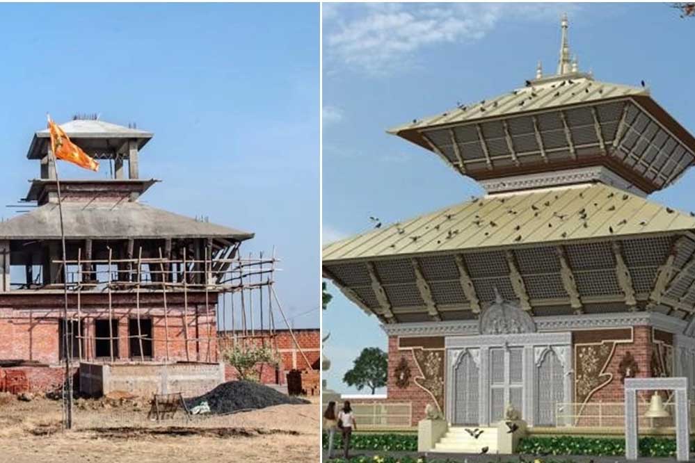 इंदौर : तिल्लौर खुर्द में नेपाल के पशुपतिनाथ मंदिर की वास्तुशैली में भव्य मंदिर का निर्माण हो रहा