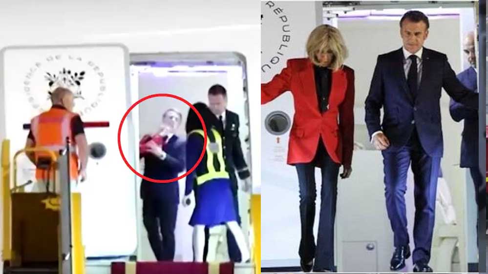 फ्रांस : राष्ट्रपति को पत्नी ने सरेआम जड़ा थप्पड़, मुंह छिपाते दिखे इमैनुएल मैक्रों