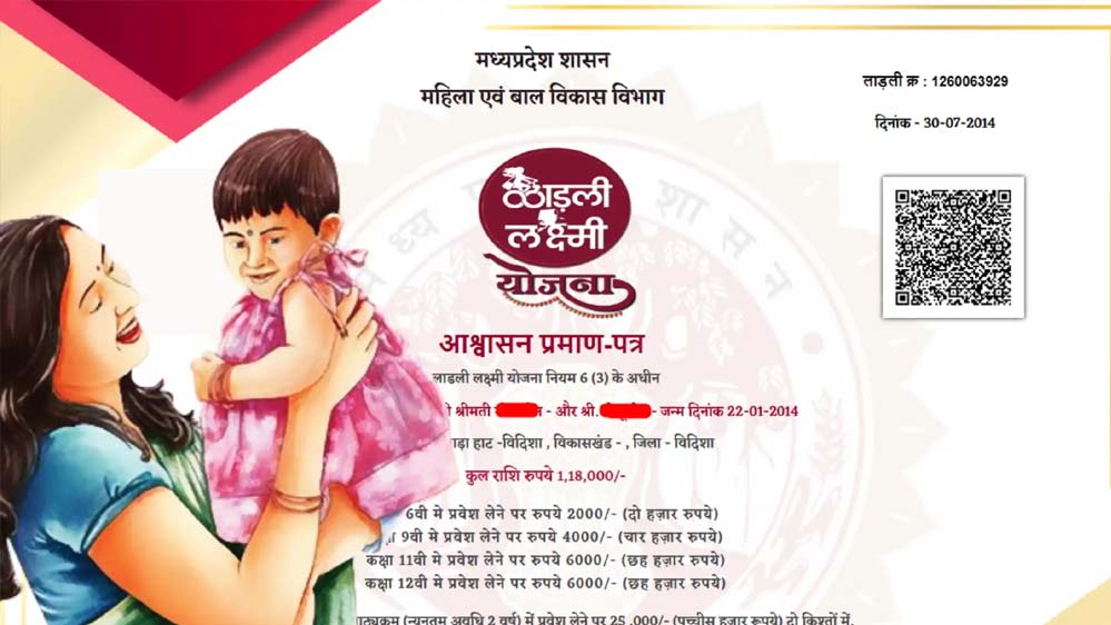 लाड़ली लक्ष्मी योजना सर्टिफिकेट से रुका बाल विवाह