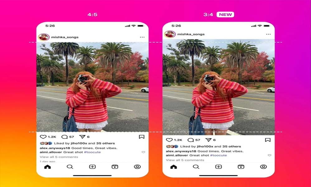 Instagram अब 3:4 आस्पेक्ट रेशियो वाली फोटो को सपोर्ट करेगा,  यूजर्स बिना काटे तस्वीरें अपलोड कर सकेंगे