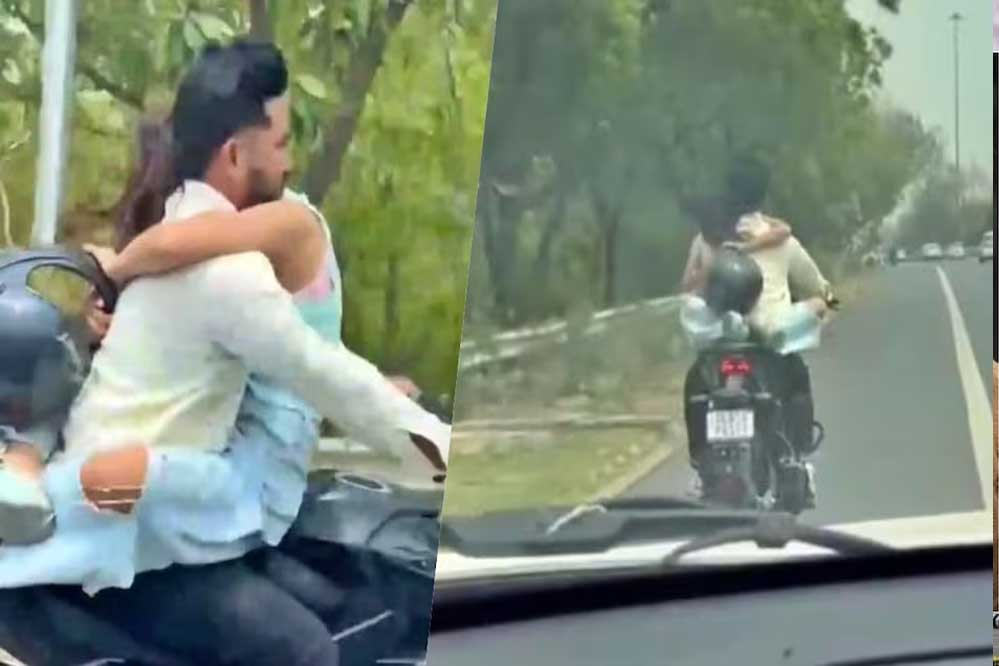 युवती को गोद में बैठाकर दौड़ाई बाइक, नोएडा पुलिस ने काटा 53 हजार का चालान