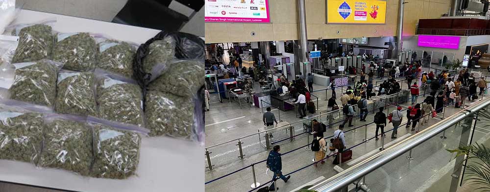लखनऊ एयरपोर्ट पर बड़ी कामयाबी : 24 करोड़ का हाई-क्वालिटी गांजा बरामद, बैंकॉक से आया माल