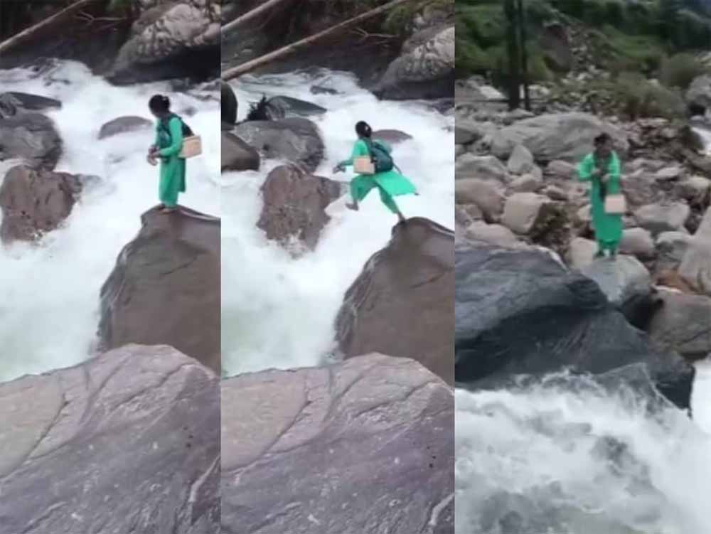 हिम्मत की मिसाल: हिमाचल की नर्स ने ड्यूटी के लिए उफनते नाले को कूदकर पार किया