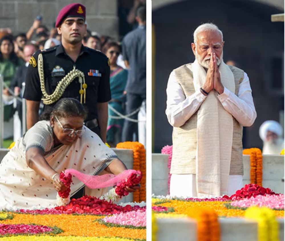 राजघाट पर प्रधानमंत्री और राष्ट्रपति ने बापू को नमन किया, दिया एकता का संदेश