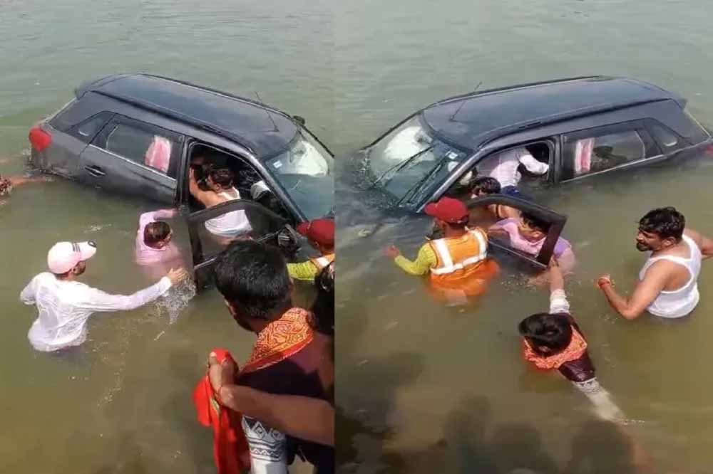 एमपी में दिल दहलाने वाला दृश्य: डैम में गिरी कार, परिवार को लोगों ने बचाया – देखिए साहस की कहानी!
