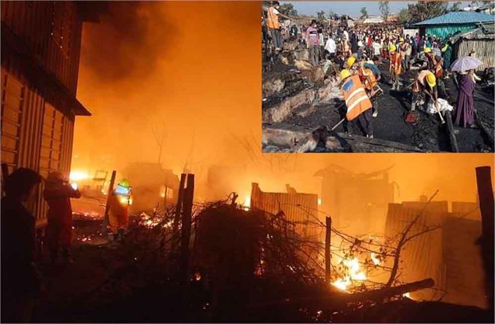 बांग्लादेश में रोहिंग्या शिविर में भीषण आग, सैकड़ों झोपड़ियां राख, हजारों बेघर