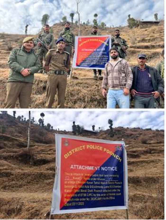 पुंछ में बड़ी कार्रवाई: पाकिस्तान में बैठे आतंकी हैंडलर की संपत्ति पुलिस ने की अटैच