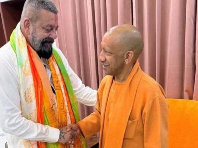 सीएम योगी से संजय दत्त की मुलाकात, रोड शो में गूंजे जय श्रीराम के नारे