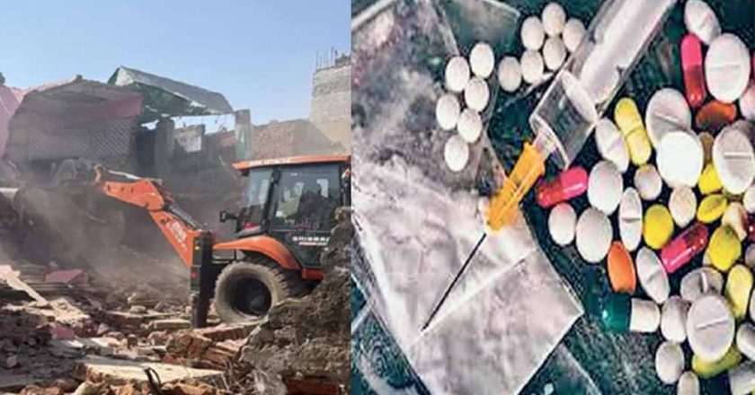 जयपुर में ड्रग्स माफिया पर बड़ी कार्रवाई, दो मंजिला अवैध मकान पर चला बुलडोजर