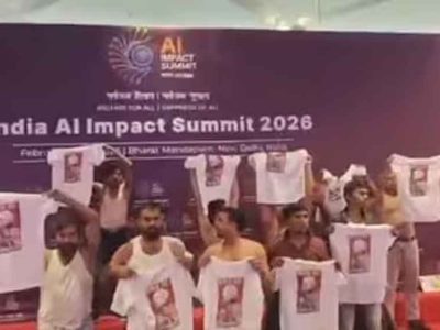 AI समिट में यूथ कांग्रेस का हंगामा, शर्टलेस होकर PM के खिलाफ नारेबाजी, कई कार्यकर्ता गिरफ्तार