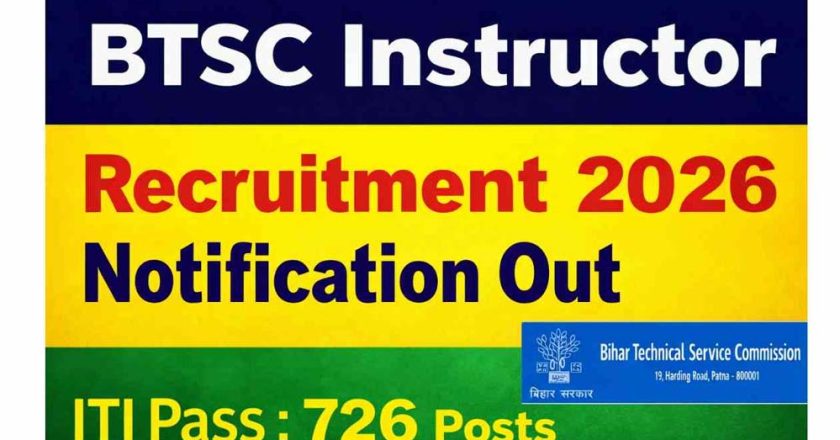 बीटीएससी भर्ती 2026: 726 इंस्ट्रक्टर पदों के लिए आवेदन जारी, 15 मई तक करें आवेदन