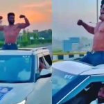 NH-9 पर सनरूफ स्टंट: युवक पर ₹21,500 का चालान