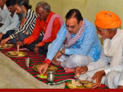 अजमेर दौरे पर सीएम भजनलाल शर्मा, ग्रामीण परिवार के घर किया पारंपरिक भोजन