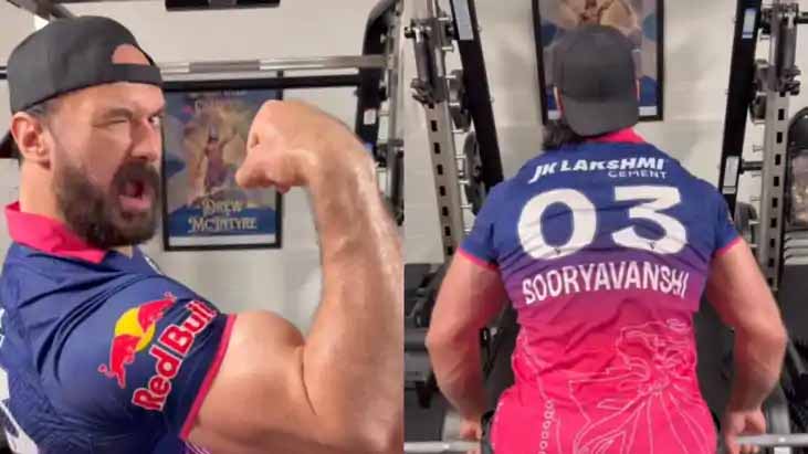 15 साल के वैभव सूर्यवंशी का क्रेज WWE तक पहुंचा, ड्रू मैकइंटायर ने पहनी RR जर्सी