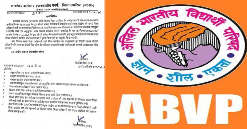 एबीवीपी की बड़ी जीत:  भ्रष्टाचार मामले में बीईओ सरिता जैन अतिरिक्त प्रभार से हटाई गईं, छात्राओं की राशि लौटाने के निर्देश